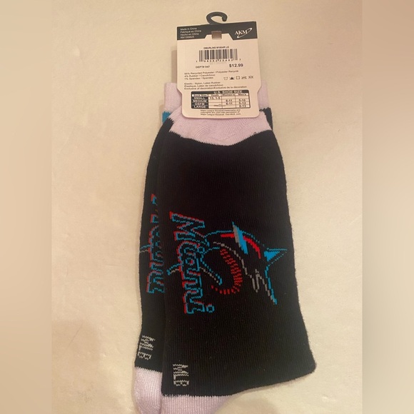 MLB MIAMI MARLINS CREW SOCKS Size Large 8-13 NWT - Picture 6 of 7